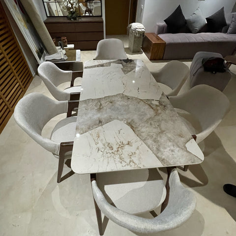 Table à Manger en Céramique avec 6 Chaises de Luxe