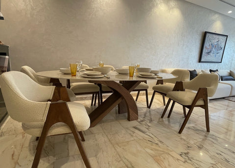 Table à Manger Céramique Contemporaine et Chic avec 8 chaises