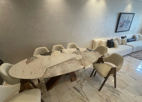 Table à Manger Céramique Contemporaine et Chic avec 8 chaises