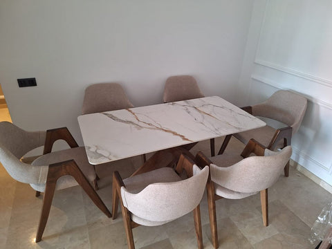 Table Céramique Chic et Raffinée avec 6 chaises