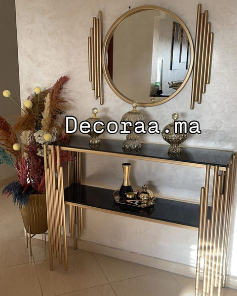 Console Moderne avec Miroir en Verre Sécurisé