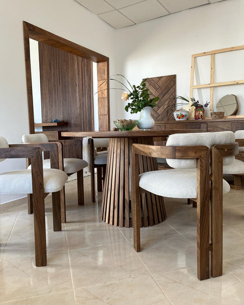 Salle à Manger Bois Massif avec 6 Chaises