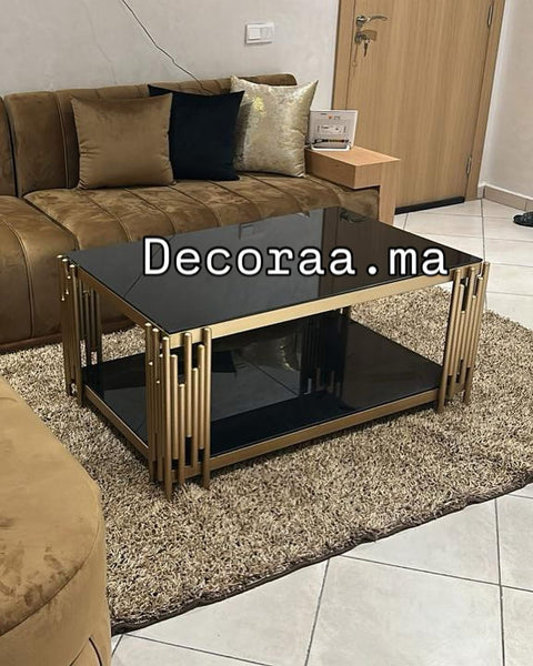 Table basse en verre noir sécurisé