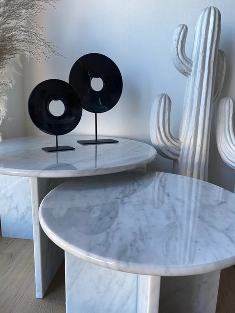Tables gigognes haut de gamme en marbre Carrare pur