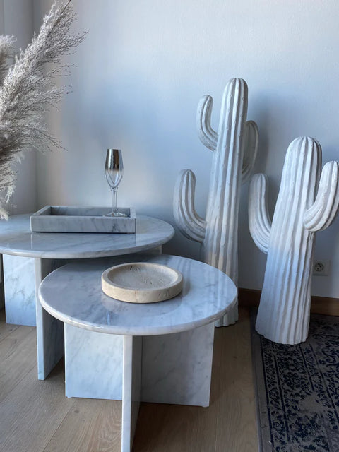 Tables gigognes haut de gamme en marbre Carrare pur