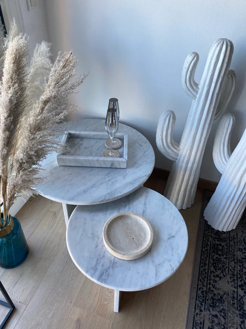 Tables gigognes haut de gamme en marbre Carrare pur