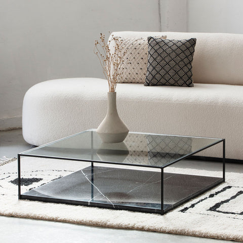 Table Basse Design Khénifra en Marbre Noir Élégant