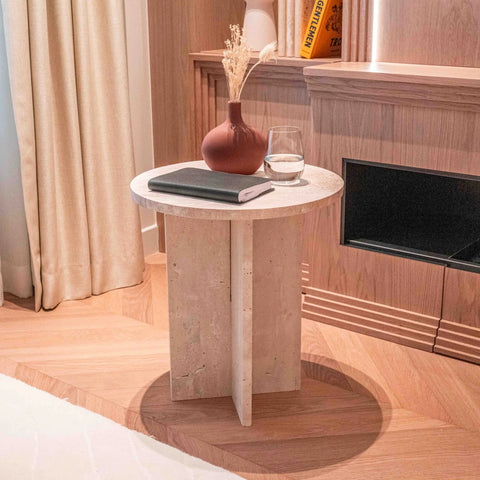 Table d’appoint en travertin (Lira)