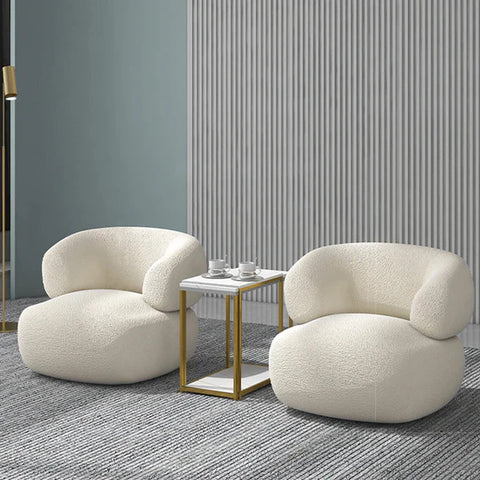 Ensemble Cosy : 2 Fauteuils Tissu Texturé & Plateau d’Appoint Design