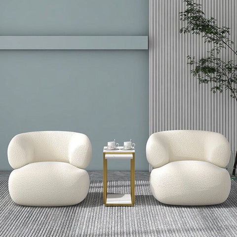 Ensemble Cosy : 2 Fauteuils Tissu Texturé & Plateau d’Appoint Design