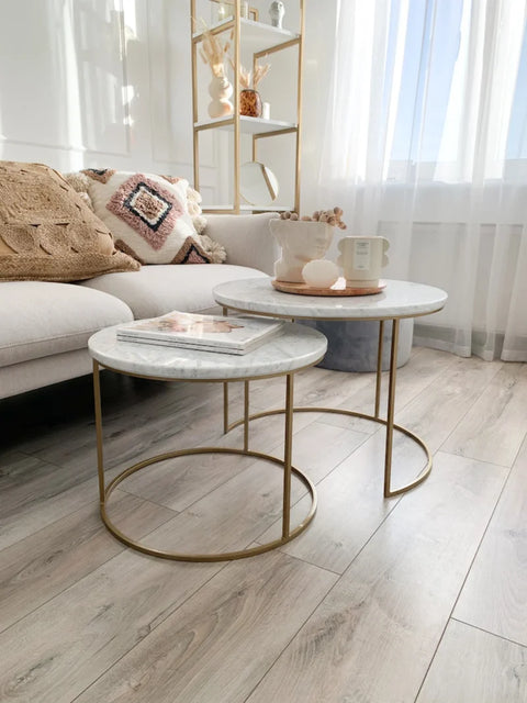 Tables rondes assorties avec surface en marbre