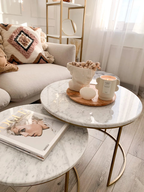 Tables rondes assorties avec surface en marbre