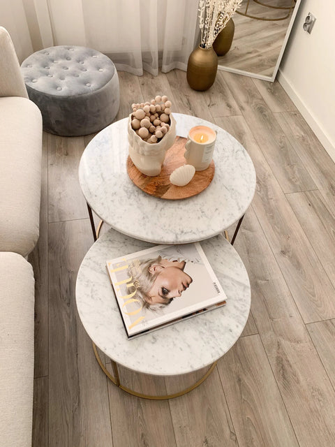 Tables rondes assorties avec surface en marbre