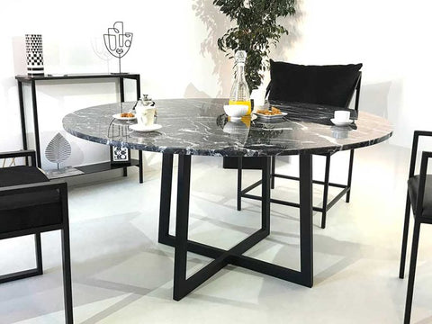 Table ronde en marbre/granit – Pied central pour un style épuré