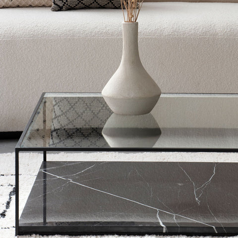 Table Basse Design Khénifra en Marbre Noir Élégant