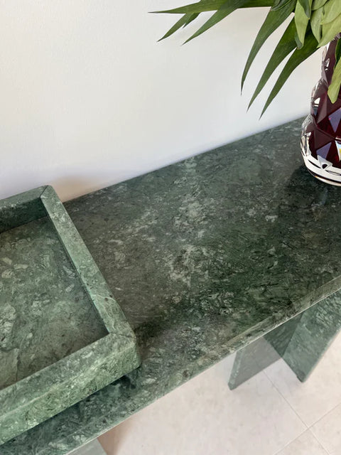 Console Signature en marbre vert 100 % naturel