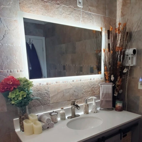 Miroir mural 120×60 cm avec éclairage LED intégré – idéal pour la salle de bain