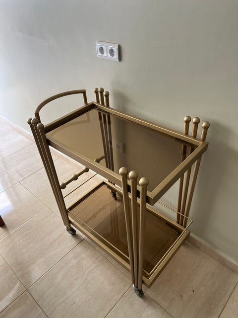 Chariot ROYAL à 2 Plateaux – Verre Bronze Sécurisé et Structure Métal Galvanisé