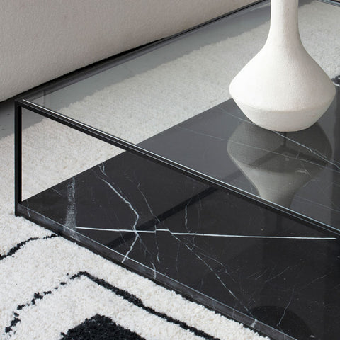 Table Basse Design Khénifra en Marbre Noir Élégant