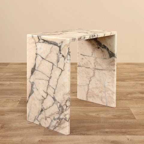 Table d’appoint en travertin/marbre (Verra)