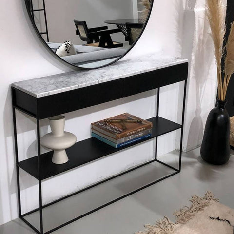 Table console en structure métal noir