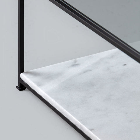 Table Basse en Verre et Marbre Blanc