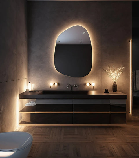 Miroir mural avec éclairage LED intégré – spécial salle de bain