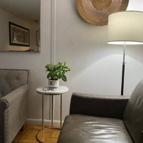 Table appoint marbre blanc Lustra