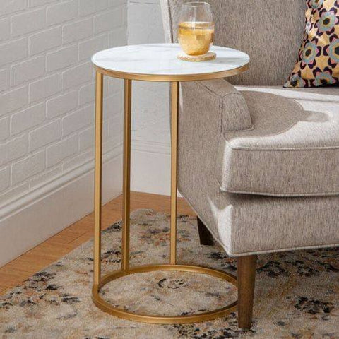 Table appoint marbre blanc Lustra