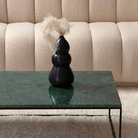 Table Basse Rectangulaire – Piètement Noir et Plateau en Marbre (Plusieurs Dimensions)