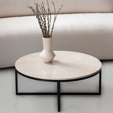Table basse en marbre Crema Marfil – Élégance naturelle