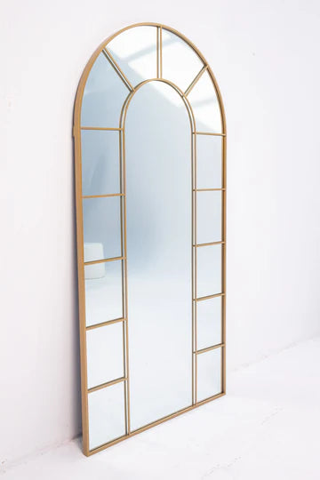Miroir Arqué Doré – Cadre Séparé en Panneaux, Disponible en 4 Formats