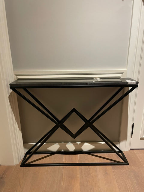 Meuble console avec plateau en marbre noir