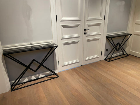 Meuble console avec plateau en marbre noir