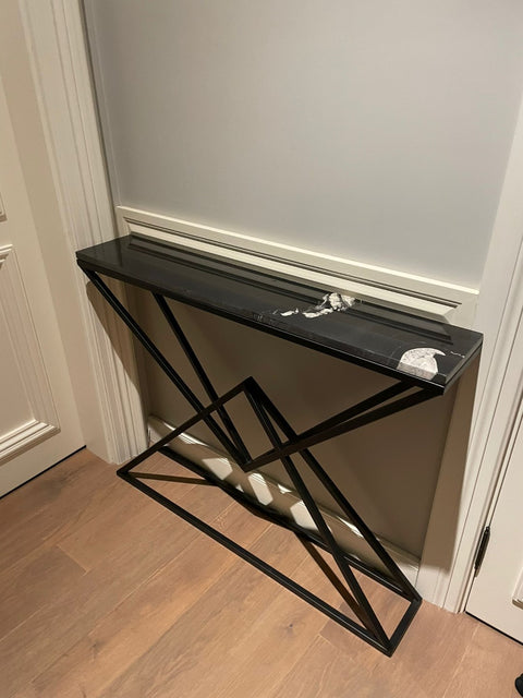 Meuble console avec plateau en marbre noir