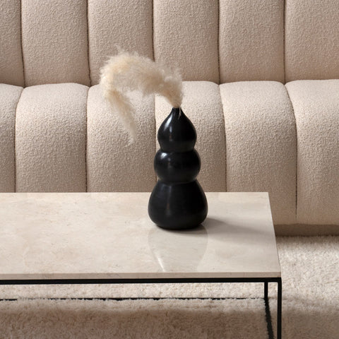 Table Basse Rectangulaire – Piètement Noir et Plateau en Marbre (Plusieurs Dimensions)