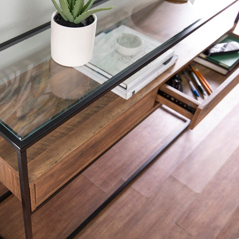 Console en bois avec structure métal