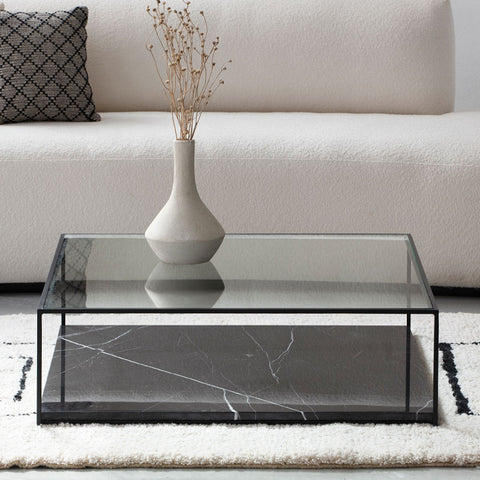 Table Basse Design Khénifra en Marbre Noir Élégant