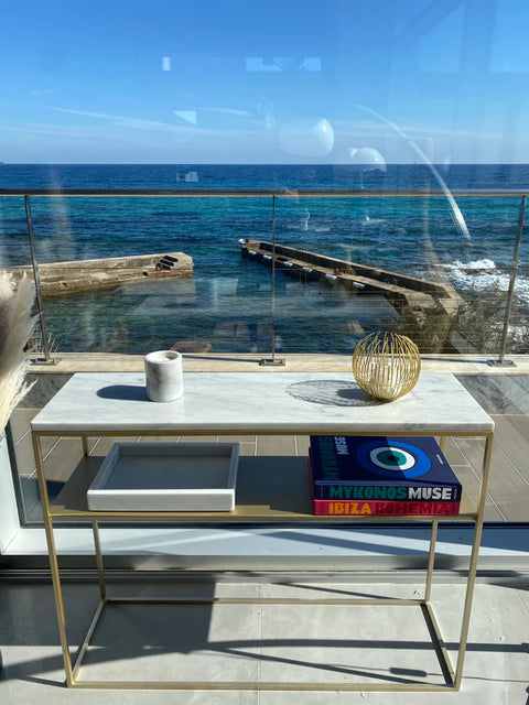 Console avec étagère & marbre