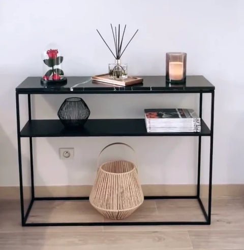 Console avec étagère & marbre