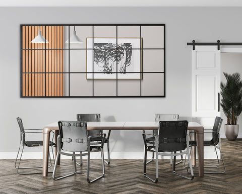 Miroir fenêtre grand format 210x120 cm – finition noire mate