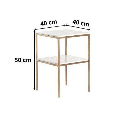 Table d’Appoint 2 Étages – Plateau en Marbre Blanc & Design Élégant