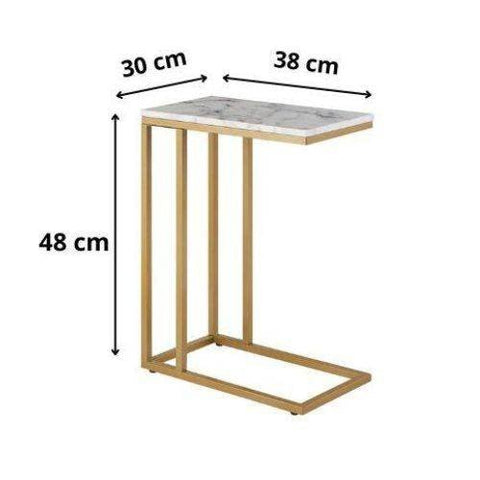 Table d’Appoint – Plateau en Marbre et Structure Métal Élégante