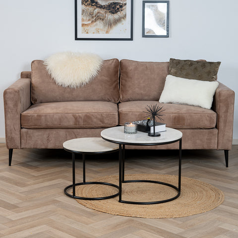 Table basse en marbre blanc style industriel