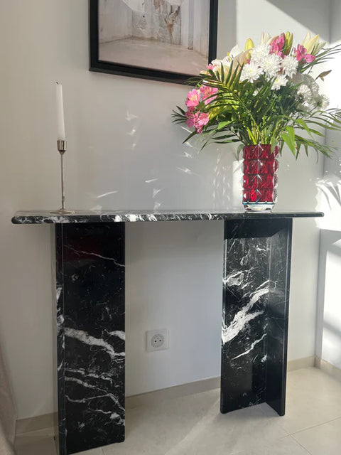 Console Signature en marbre noir 100 % naturel