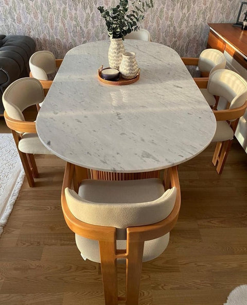 Salle à Manger en Marbre Luxe avec 6 Chaises