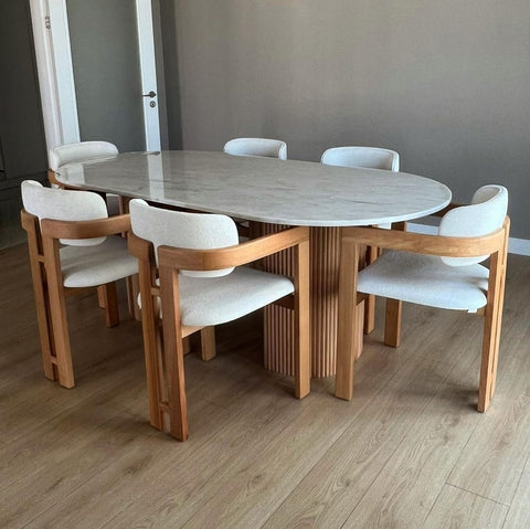 Salle à Manger en Marbre Luxe avec 6 Chaises