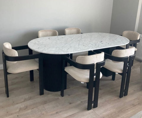 Table Marbre Moderne et 6 Chaises