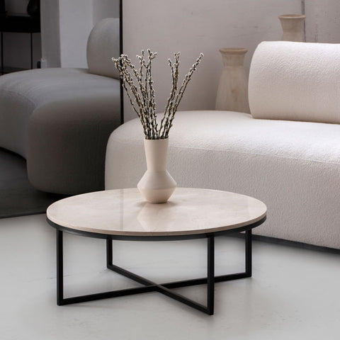 Table basse en marbre Crema Marfil – Élégance naturelle