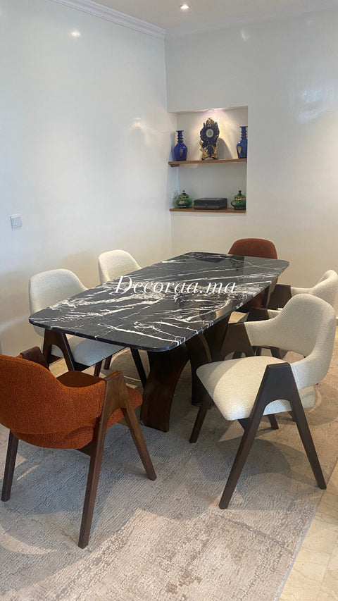 Table à Manger en Marbre de Khénifra avec 6 Chaises | VALERIA